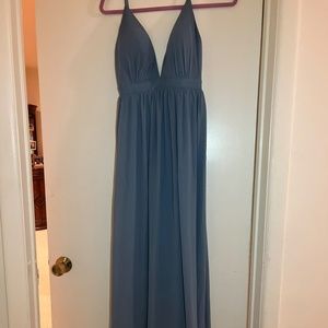 WORN ONCE - BILL LEVKOFF BRIDESMAID DRESS - SLATE BLUE